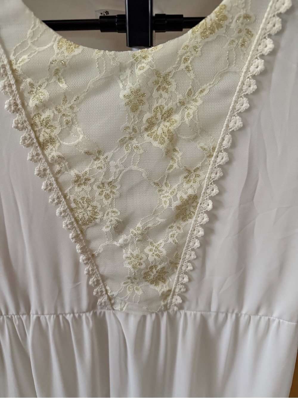 NWT White Cottagecore Boho Tiered Lace Trim Dress XL Romantic - Picture 2 of 7